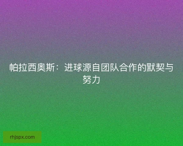 帕拉西奥斯：进球源自团队合作的默契与努力