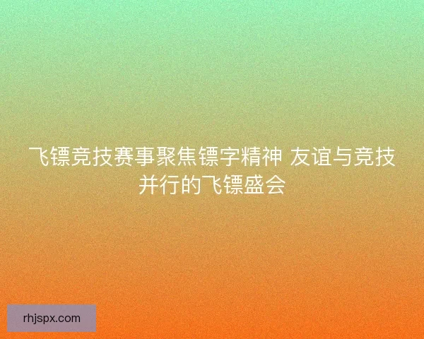 飞镖竞技赛事聚焦镖字精神 友谊与竞技并行的飞镖盛会